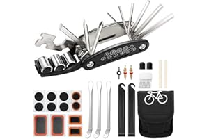 FADERR Juego de reparación de bicicletas 16 en 1, juego de herramientas para bicicleta desmontable, kit de reparación de bicicletas y herramientas, herramientas para bicicleta, multiherramienta multifunción,