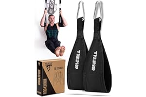 PULLUP & DIP Correas Abdominales, Ab Straps para Entrenamiento Abdominal, Gancho para Abdominales Colgadas para Barra de Dominadas, Set de 2 Mosquetones con Correas Colchadas para Eslingas Abdominales