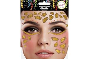 ‎MAKOTEX Gesichtstattoo - Glitzer Aufkleber Klebetattoos Temporäres Glitter Face Tattoo Motto Party Karneval Halloween (Giraffe)