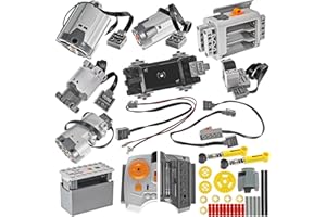 Habow 45pcs Power-Function Technic-Parts Kit M/L/XL/Servo/Train-Motor Speed Remote Control Battery Box Extension Wire Light Switch Compatible avec Marques de Blocs de Construction Grand Public Kit.