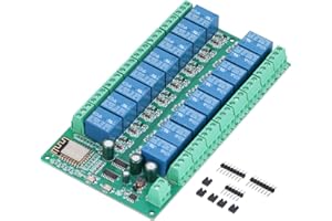 LIEBEWH Módulo de Relé Placa de Desarrollo de Control Remoto WiFi de 16 Canales DC 24V Para ESP8266 Desarrollo Secundario Aprendizaje Control Inalámbrico de Hogar Inteligente