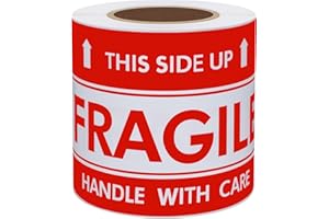 Hybsk 3x5 inch Handle with Care This Side Up Fragile Stickers Adhesive Label 100 Per Roll (3x5 inch)