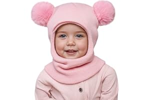 MASOCIO Cappello Passamontagna Bambino Bambina Invernale con PON PON Balaclava Neonato Bimbo Caldo Sciarpa con Cappuccio 1-8 Anni
