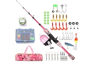 doorslay Kids Fishing Rod and Reel Combo Full Kit 1.2m/1.5m Telescopic Kids Fishing Pole with Spincast Reel and Hooks Lures Swivels Carry Bag, Fishing Pole Fishing Gear for Kids Boys Girls