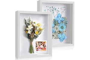 MUUKAIII 2er 3D Bilderrahmen 20 x 25 cm - 3D Objektrahmen Tiefer 3cm - 3D Bilderrahmen zum Befüllen - Objektrahmen Shadow Box - 3D Rahmen für Objekte,Blumen,Hochzeitsstrauß oder Erinnerungsstücke