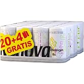 RENOVA Decorated Kitchen Rolls, 24 Rolls, Absorbent, Decorated White | 24 decorated kitchen rolls, 40 services per roll, deco