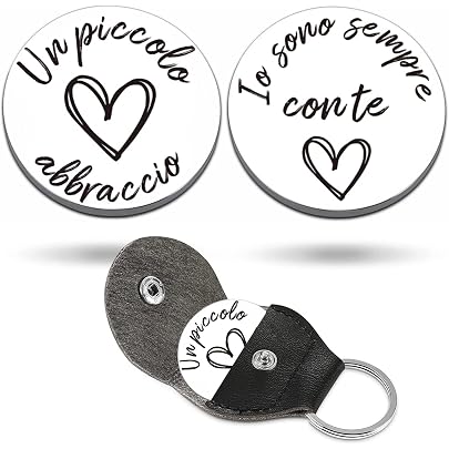 Set Portafortuna Con Abbraccio Tascabile – 5 Pezzi Con Portachiavi In Pelle, DALAETUS, Regalo Ispiratore