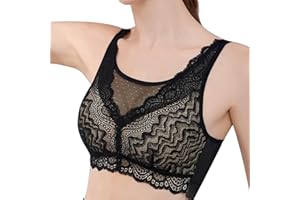 ONEFENG Mastektomie-BH mit Taschen,Post Surgery Prothesen BHS für Silikon Brüste Brustformen Spitze Brustkrebs BH