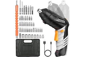 NUZEKY 47 Piece Cordless Electric Screwdriver Set: 3.6V USB Rechargeable Power Electric Screwdriver Tools Rotated 90 Degrees with Rechargeable Battery & LED Light for Home Improvement DIY