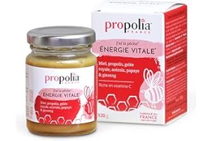 PROPOLIA - Énergie Vitale - Miel / Propolis / Gelée Royale / Acérola / Papaye / Ginseng - Tonus et immunité - Complément alimentaire - Fabriqué en France - 120 g