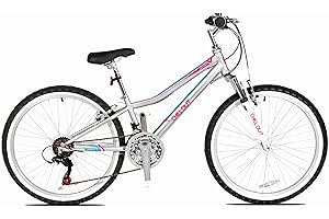 Insync Concept Chillout FS Girls’ Bike With 24-Inch Wheels & 11-Inch ATB Style Steel Frame, 18-Speed Shimano Gearing & Microshift Shifters, Non-Slip Pedals, MTB Adjustable Saddle, V-Brake, Grey Colour