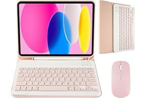 Nsyee Keyboard Case with Mouse Compatible with iPad A16 11 inch 2025 (A3354/A3355/A3356), iPad 10th Generation 10.9 inch 2022 (A2696/A2757/A2777), Detachable Bluetooth UK Layout Keyboard Mouse Set