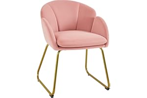 Yaheetech Poltroncina Camera da Letto Salotto Poltrona Soggiorno Imbottita Alta Moderna Ergonomica in Velluto con Schienale Circolare Braccioli Gambe in Metallo Portata 136 kg Rosa