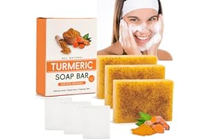 KUNOLI 3 Pièces Kojic Acid Soap Turmeric Soap, Savon Curcuma Visage et Corps, Savon le Naturel pour Eclaircissant Peau, Dark Spot, Acne, Hyperpigmentation