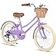 Glerc Missy 20" 24" 26" Inch Girl Cruiser Hybrid 6-Speed City Bicycle for Youth Girls Over 8 Years Old with Wicker Basket & Lightweight, Multiple Colors