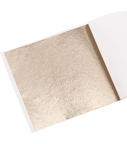 5 Fogli Di Foglia Oro Finto 14x14 Cm, Effetto Lucido, Per Artigianato E Decorazioni Fai Da Te, Colore Oro Grigio