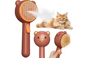 POIIOPY Szczotka parowa dla kota z 2 poziomami natrysku i przyciskiem zwalniającym, 4 w 1 IPX7 wodoodporny Kocia szczotka wodna do pielęgnacji linienia, Grzebień dla kotów o długiej i krótkiej sierści, psów