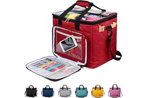 HOSHIN Bolsa Labores, Honshin Bolsa para Accesorios de Costura Portátil para Crochet Guardar Lanas y Agujas Proyectos(Rojo)