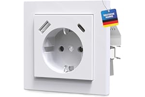 VOLTEVA Steckdose Schnellladegerät USB-C USB-A PD 3.0 QC Kindersicherung Standard Unterputz Wand kompatibel mit GIRA Jung Merten Busch Jaeger Reinweiß Alpinweiß Smartphone Tablet Power Delivery Quick Charge