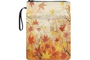Poceacles Custodia per libri con stampa di foglie d'acero autunnali, copertine per libri in brossura, copertina rigida con cerniera, per gli amanti dei libri