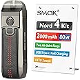 SMOK Nord 4, E Cigarette Vape Starter Kit, 80W 2000mAh, 2ml Airflow Control Vaping, OLED Display, Type-C Fast Charging, Using RPM and RPM 2 Coils, No Nicotine, Black