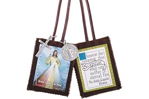 CB Catholic Christian Divine Mercy Jesus Christ Scapular W/Medals Our Lady's Scapular Promise