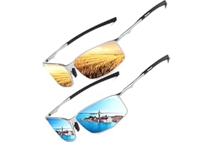 LEDING&BEST Lunettes de soleil Pilote polarisées hommes femmes Extérieur Léger Cadre métallique Pêche Golf Conduite Élégant Rétro lunettes Anti-Reflets Cat 3 CE