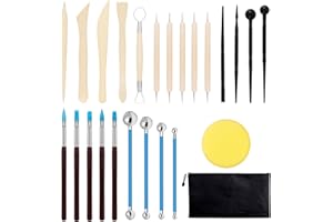 YUECHENGGUI Töpferset Töpferwerkzeug, 25 Stück Modellierwerkzeug Set,Sculpting Polymer Clay Tools Töpfern Werkzeug Fondant Prägestift Ton Modelierwerkzeugset mit Transporttasche für Kinder Erwachsene Anfänger