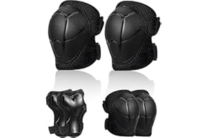 HhBdy 6 Piezas Negro Protecciones Patines Niña Rodilleras Niño Protecciones Patines Niño Adecuado Rodilleras Niño para que Adolescentes de 3 a 12 Años lo Utilicen en Patinaje en Línea