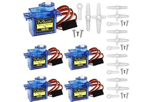 Miuzei 5 Pezzi Micro per 9G Motore : 180° Mini Servomotore Compatibile con Arduino Kit per RC Robot Arm/Braccio Auto Elettrico Car Barca Boat Servomotori con Cavi