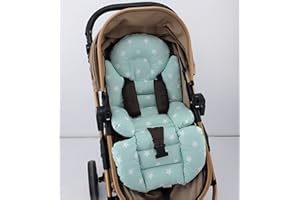 Pushchair/Stroller Cushion- Pram Accessories -Seat Liner -Umay Baby 100% Cotton Cover (Mint Green Star)