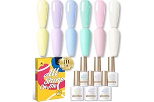 BORN PRETTY Smalto Semipermanente per Unghie Gel Pastello 6pzs Set in Gel UV LED 10 ml, Durevole, Primavera Estate Verde Giallo Blu Rosa Viola Regalo, 6pz Kit Smalti per Unghie Macaron