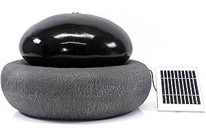 Gardenwize - Solar-Powered Black Pebble Garden Water Feature - Low Maintenance, Eco-Friendly - Made From a Highly Durable Weatherproof Resin (SWGSL232)