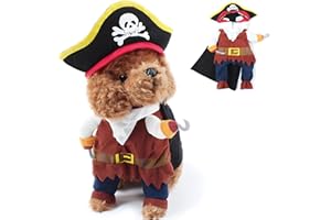 FORMEMORY Dog Halloween Pet Costumes, Cute Puppy Dog Cat Cosplay Funny Colths Dress Up Clothes for Halloween (Pirate, M)