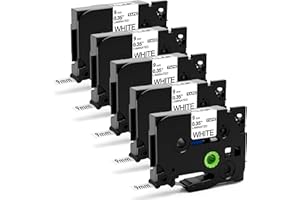 5 x Aken Compatible TZe-221 Ruban Cassette pour Brother 9mm TZe-221 TZe221 TZe 9mm 0.35 Noir sur Blanc Cartouche, Laminé Recharge pour Brother Ptouch H100R H110 1000 1010 H100 1005 1090 1280