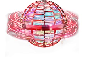 ‎SUROPER suroper Fliegender Ball, Fliegender Spielzeug Handgesteuerter Mini Drohne mit 360 ° rotierenden LED-Leuchten für Kinder Erwachsene Innen im Freien Indoor Outside Hover Boomerang (Red)
