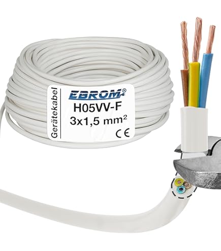 Zenitech Stromkabel 10m H05VV-F 3G1,5mm² - Flexibel Für Haushaltsgeräte