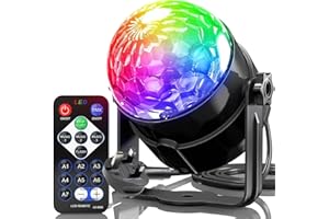 KAMROSE Disco Lights, 360°Rotation Sound Activated Disco Ball Lights with Remote Control, Party Light for Kids Halloween Xmas Birthday Disco Parties Lighting, Dance Karaoke Decorating