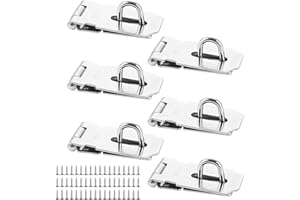 GOYADA 6 Stück Vorhängeschloss Haspe 3 Zoll/80mm, Edelstahl Schlossriegel Überfalle Schloss mit Schrauben, Vorhängeschloss Haspe Edelstahl für Vorhängeschloss, Schränke,Türen, Silber