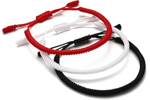 LUCKY BUDDHIST - 3 tybetańskie bransoletki na szczęście + buddyjski prezent! - Ręcznie wykonane. Regulowane do nadgarstka. Dla mężczyzn i kobiet. Bransoletki przyjaźni z plecionej tkaniny