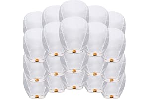 ALLC Sky Chinese Lanterns 10/20 Pack, Sky Lanterns to Release in Memory, Love White Color Large Memorial Paper Lanterns Birthday Wedding Funeral Christmas to Make Wishes (White-20pcs)