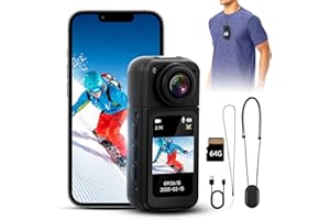 LIFEJXWEN WiFi Action Cam 2.7K 1080P, 180° Drehbares 1,47-Zoll Display & APP-Steuerung, Sportkamera, Motorrad Helm Kamera mit 64GB Karte Vielfältigem Zubehör, Reiten, Outdoor