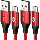 USB C Cable, Syncwire USB-C to USB 3.0 cable [1.8M/2-Pack] Premium Nylon 3A Fast Charging Type C Cable, for Samsung S20/ S10 