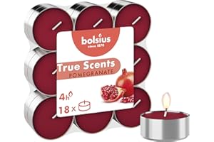 Bolsius True Scents – Set di 18 candele riscaldate al profumo – Pomegranate – Durata di Combuszione: 4 ore – Decorazione per la casa - Estratti naturali – Con cera naturale vegana - San Valentino