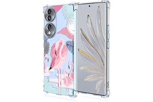 RankOne Coque de Téléphone Convient pour Honor 90 5G (6.7" inches) Transparent TPU Silicone Color Drawing Pattern Case - Flamant Rose 2