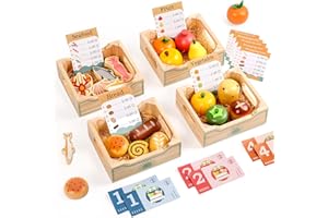 DICAO Montessori Toys for 2-5 Years Old Girls Boys Gifts, Wooden Toy for Kids Toddlers, Wooden Play Food Kitchen Pretend Play Gift