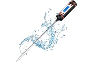 ANSTA Termómetro de cocina, pantalla LCD retroiluminada azul, termómetro de cocción digital de acero inoxidable con lectura instantánea, para barbacoa, cocina, barbacoa, carne