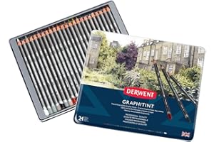 Derwent, 24 Kolorowe Ołówki do Rysowania Graphitint, Grafit i Wodorozpuszczalny Pigment, Metalowe Pudełko (0700803)