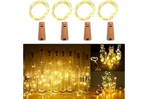 ROXEMIRE Bottle Lights, Cork Lights for Bottles 2m 20 LED, 4 Pack LED Bottle Light Battery Operated for DIY Bedrooms Parties Weddings Indoor Christmas Outdoor Decoration (Warm White)