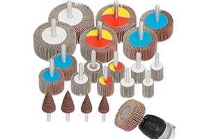 GEKUFA Fächerschleifer Set 80 Körnung Lamellenschleifer Schleifaufsatz - 20 Stück, 6MM Stift Korn 8 verschiedene Durchmesser 80/60/50/40/30/25/20/16MM für Bohrmaschine, Akkuschrauber, Geradschleifer